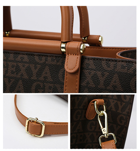 2024 Mode Pu Lederen Grote Capaciteit Vrouwen Draagtas Schouder Alligator Dames Handtassen Polyester Enkele Rits Bruine Letter Hd056 - Product Image 6