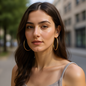 Orecchini a cerchio Ilan 30mm color oro 6 pezzi - Product Image 2