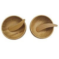 Ensemble de bols à masque facial miniatures en bambou, livraison immédiate, bambou naturel, bol de mélange pour masque DIY, applicateur de maquillage, outils de mélange pour soins de la peau