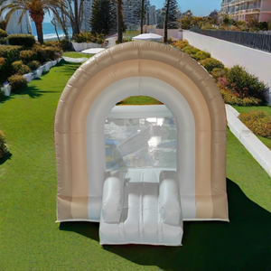 Château gonflable PVC 8 pieds blanc beige arc-en-ciel pour événements et fêtes <span class=keywords><strong>d</strong></span>'enfants, idéal pour la location, parfait pour les anniversaires. - Product Image 1