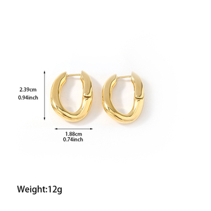 14 K Gold Hoop Korean <strong>Earrings</strong> Jewelry Women Low Price Non Tarnish Gift <strong>Horse</strong> <strong>Shoe</strong> <strong>Earring</strong> Oval U Huggie <strong>Earrings</strong> - Product Image 2