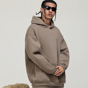 Felpe Pullover da <span class=keywords><strong>Uomo</strong></span> Invernali in Pile a Tinta Unita <span class=keywords><strong>con</strong></span> <span class=keywords><strong>Cappuccio</strong></span>, Maniche Lunghe e Tasca a Marsupio - Product Image 3