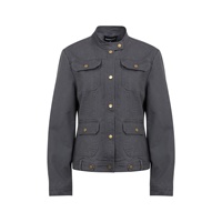 Blouson Bomber Rétro Multi-Poches Boutonné pour Femme, Coupe Ample, Col Montant, Fermeture Éclair, Style Décontracté Urbain