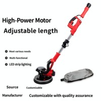 Ponceuse murale électrique pliable 216 mm à aspiration intégrée, double LED, portative, à long manche, pour ponçage sans poussière de plaques de plâtre, DIY