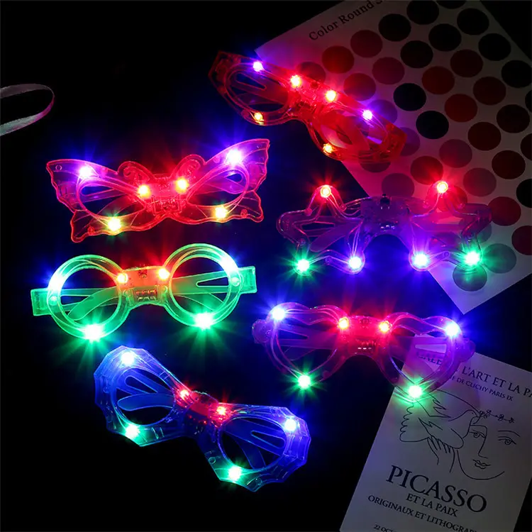 Lunettes Led lumineuses en forme d'étoile pour enfants anniversaire Halloween fêtes de noël Bar fête néon coloré éclairer lunettes