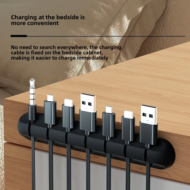 Self Adhesive Silicone Cable Management Ties 24Pcs,Reusable Desk Cord Organizer Wrap With Sticky Back For Desk Wall