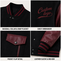 Vestes de baseball vintage pour hommes en laine avec manches en cuir et patchs brodés rayés personnalisés pour l'automne et l'hiver