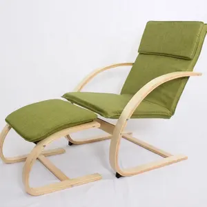 Modern Residential Bentwood Relaxed Chairs For Living Room Metal Frame Linen Fabric