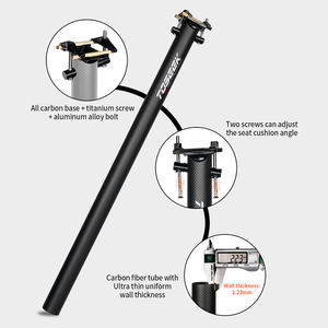 TOSEEK-sillín de fibra de <span class=keywords><strong>carbono</strong></span> para bicicleta plegable, poste negro de 2022mm, 600/31,8/33,9mm, novedad de 34,9 - Product Image 2