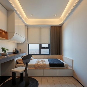 Modern Minimalist Custom Wood Bedroom Set Wardrobe Tatami <b>Desk</b> and <b>Bookshelf</b> for Apartment Villa & Hotel Use - Product Image 2
