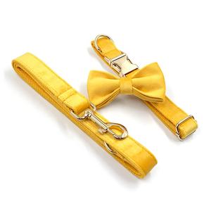 Produk Dagang teratas 2024 beludru kuning tas kotoran anjing pemegang dispenser harness anjing lucu dengan set tali rompi hewan peliharaan dengan bunga - Product Image 2