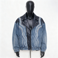Veste en cuir PU NEOHOPE avec broderie personnalisée, texture cousue, fermeture éclair en strass, veste de moto en cuir tendance pour homme, hiver