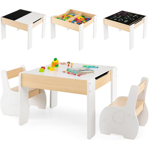 Mesa de Actividades de Madera 4 en 1, Juego de Mesa y Silla para Niños con <span class=keywords><strong>Pizarra</strong></span> Desmontable para Niños y Niñas - Product Image 1