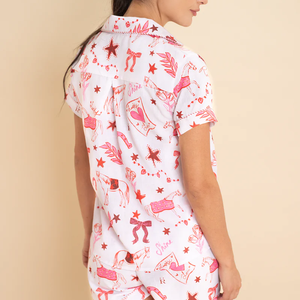 Set di pigiami da donna personalizzati con stampa stella e giostra cintura elastica abbigliamento estivo a maniche corte pantaloncini pigiami all'ingrosso - Product Image 2