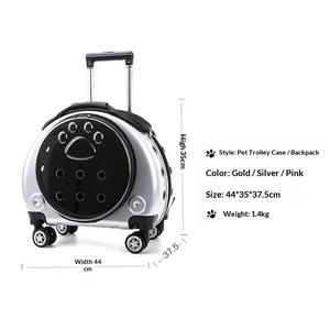 Mochila Transparente y Transpirable con Ruedas para Mascotas, con Ruedas Tipo Trolley para Viajes en Avión, para Gatos y Perros - Product Image 5