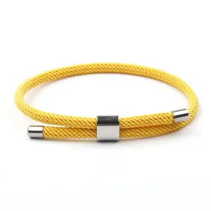 Pulsera con logotipo personalizado, regalo de amor, pareja, cadena de Amistad de acero inoxidable grabada, cuerda trenzada, pulsera de joyería de moda ajustable