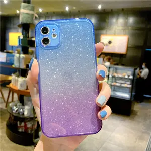 Prachtige Clear Glitter Soft Tpu Shockproof Phone Case Voor Iphone 12 Mini 11 Pro Max Xs Max Xr X 7 8 Plus Se Gradiënt Kleur Shell