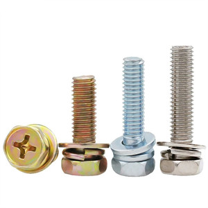 M3 M4 M5 M6 Kreuz schlitz scheibe Sechs kant schraube SEMS Schraube Metrisches Gewinde Außen sechs kant Kombination schraube Stahl vernickelt - Product Image 1