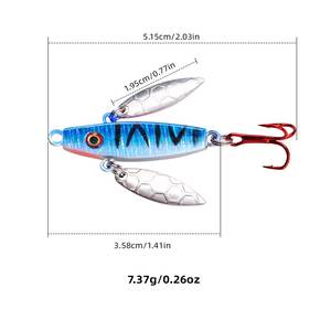 Señuelo de Pesca SNEDA de Metal para Jigging, 7.37g / 5.15cm, con Doble Cuchilla, 3 Colores, Anzuelo Triple, para Todas las Capas de Agua, Hundimiento Lento - Product Image 3