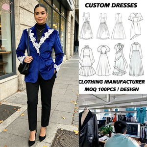Elegante Blazer Azul de Terciopelo con Ribete de Encaje, Cuello con Muescas, Manga Larga, Ropa Exterior para Mujer, Abrigo Informal de Otoño - Product Image 1