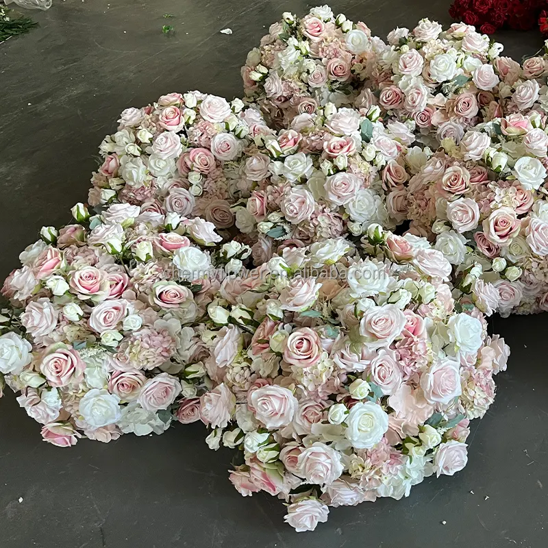 結婚式のテーブルの装飾のためのカスタムピンクフラワーボール人工花ローズセンターピース