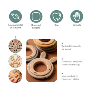 Accesorios de Silicona de Grado Alimenticio para Bebés, Mordedor de Silicona con Forma de Conejo de Madera, Mordedores para Bebés, Libres de BPA - Product Image 5