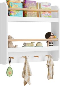 Kids Bookshelf <strong>Wall</strong> Mounted, Shelving <strong>Unit</strong> 2-Tier, <strong>White</strong> <strong>Shelves</strong> for <strong>Wall</strong> - Product Image 4