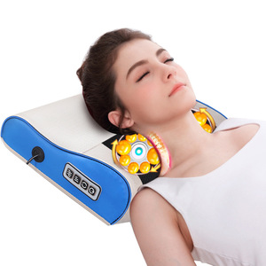 Cervical Massager Electric <b>Pillow</b> Rechargeable <b>Neck</b> Massage Home Use Burgundy Color - Product Image 2