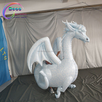 Marionnette Dragon gonflable blanche LED, grande taille, éclairage extérieur, rue