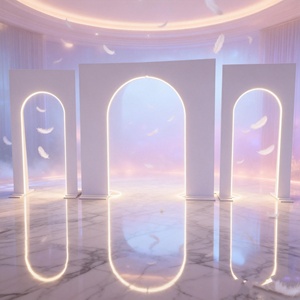 ฉากหลังโค้งสี่เหลี่ยมสีขาวคุณภาพเยี่ยมปรับแต่งได้สำหรับงานฉลองครบรอบ งานแต่งงาน และเวทีแสดง - Product Image 3