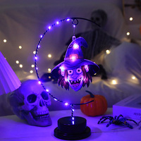 Lampe LED d'Halloween en plastique en forme de sorcière, araignées, oiseaux volants, chauves-souris, éclairage festif, décoration d'ambiance pour salon et chambre