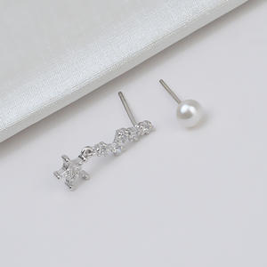 Boucles d'oreilles en argent S925 Wenchi en forme de cœur pour femmes, accessoires DIY avec perles 8-9, support en or 18 carats, bijoux personnalisés, modèle 16218 - Product Image 2