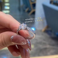 Bague élégante pour femme, bague de fiançailles, bague de confession, bijoux, bague délicate en moissanite et diamant