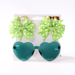 Set di <span class=keywords><strong>occhiali</strong></span> <span class=keywords><strong>da</strong></span> <span class=keywords><strong>sole</strong></span> copricapo accessori per bambini stampa Dot nastro a coste fiocco per capelli <span class=keywords><strong>occhiali</strong></span> <span class=keywords><strong>da</strong></span> <span class=keywords><strong>sole</strong></span> - Product Image 6