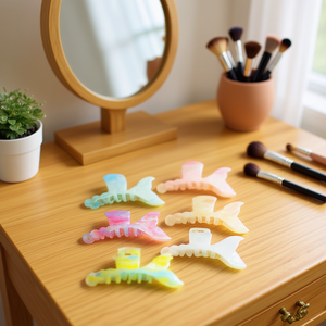 Fermaglio per capelli a forma di artiglio di pesce da 10 cm per donna con design colorato - Product Image 2