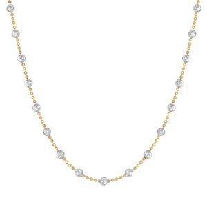 Dylam Stylish Charm Rhodium 18K Gold Plated Non Tarnish 925 Silver Beaded Chain Bead Pendant <b>Necklace</b> for Daily Wear - Product Image 1