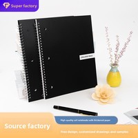 Carnet à spirales B5 à feuilles mobiles pour étudiants, personnalisable avec rabat latéral, pages détachables, design minimaliste noir et blanc