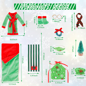 Nouvel ensemble de Noël pour poupée et poupée elfe de bibliothèque de Noël, comprenant sac de couchage, pyjama, chemise de nuit et hamac, en tissu - Product Image 6