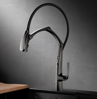Robinet de cuisine moderne à capteur tactile intelligent avec affichage numérique de la température, douchette extractible, gris anthracite, noir, or brossé pour évier