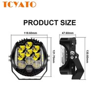 Ampoules LED de modification TCYATO à trois faces jaunes de 7 pouces 90W pour voitures et motos
