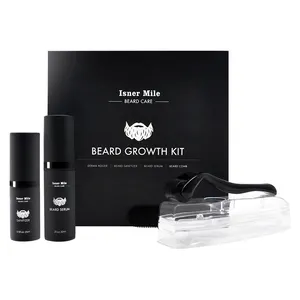 Bio Private Label Individuelles Logo Bart Haar Kamm Roller Produkte Serum Set Bart Care Wachstum Kit