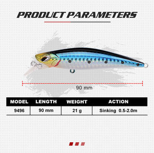 Pêche personnalisé 110mm 19g dur naufrage bar d'eau salée vierge minnow leurre appâts - Product Image 4