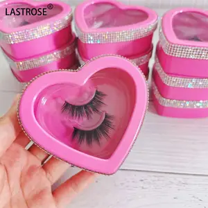 Wholesale Lash Box Empty Eyelash Packaging Cases Bling Diamond Heart Lash Box Private Label Lash Boxes