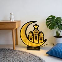 Nouvelle lampe tunnel LED Ramadan Mubarak, croissant de lune et mosquée, veilleuse pour la décoration du Ramadan, décoration de table à la maison