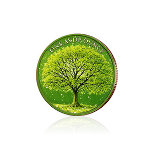 Pièces de monnaie en cuivre plaqué MK en gros 2026 2D Arbre Feuilles Vertes Une once pour la <span class=keywords><strong>d</strong></span>écoration intérieure et les objets de collection <span class=keywords><strong>d</strong></span>'art - Product Image 3
