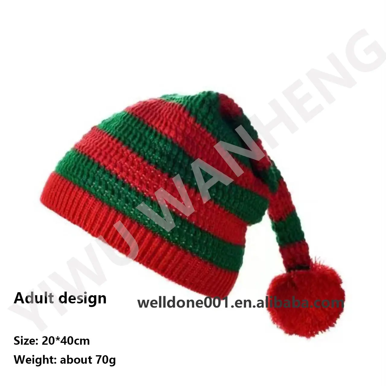 WD-A550 Family Christmas Hat Bulk Adult Festival Beanies Santa Red and Green Knit Crochet Cap