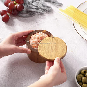 Woodsun กล่องเก็บเกลือกล่องเครื่องเทศโหลเกลือไม้พร้อมฝาหมุนแม่เหล็ก - Product Image 4