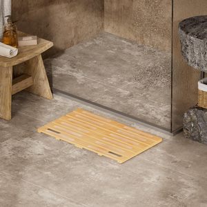 Alfombra de Ducha de Bambú Rectangular, Color Madera Natural, Antideslizante, para Baño - Product Image 1