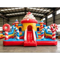 Château gonflable géant sur le thème des bonbons avec toboggan pour enfants, équipement de jeu pour parc d'attractions