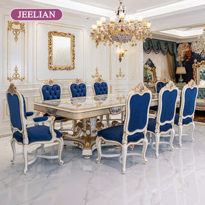 Juego de mesa de comedor grande para sala de estar francesa de lujo moderna Blue Joy, muebles de comedor de concha de chapa de madera romántica de 2,8 M de Bambú - Product Image 1